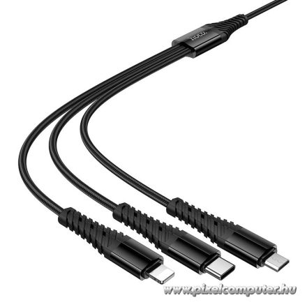 Hoco X123 – 3 az 1-ben töltőkábel USB-A / USB-C bemenettel és Lightning / Micro USB / USB-C csatlakozókkal