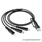 Hoco X123 – 3 az 1-ben töltőkábel USB-A / USB-C bemenettel és Lightning / Micro USB / USB-C csatlakozókkal