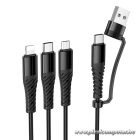 Hoco X123 – 3 az 1-ben töltőkábel USB-A / USB-C bemenettel és Lightning / Micro USB / USB-C csatlakozókkal