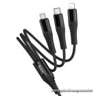 Hoco X123 – 3 az 1-ben töltőkábel USB-A / USB-C bemenettel és Lightning / Micro USB / USB-C csatlakozókkal
