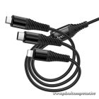 Hoco X123 – 3 az 1-ben töltőkábel USB-A / USB-C bemenettel és Lightning / Micro USB / USB-C csatlakozókkal