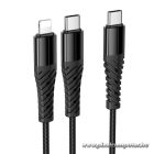 Cable 2in1 USB C to USB C+Lightnig Hoco 1 m X123 black