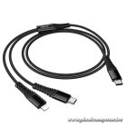 Cable 2in1 USB C to USB C+Lightnig Hoco 1 m X123 black