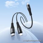 Cable 2in1 USB C to USB C+Lightnig Hoco 1 m X123 black