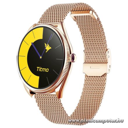 Smartwatch TITMO O-170 (AMOLED, bluetooth call, stainless steal gold mesh strap) gold