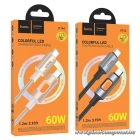 Hoco U144 – 60W USB-C – USB-C gyorstöltő kábel LED világítással, 1,2 méter