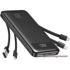 Powerbank Charmast W1148 5V 3A 10000 mAh with built-in cables USB A / USB C / Lightning / Micro USB black