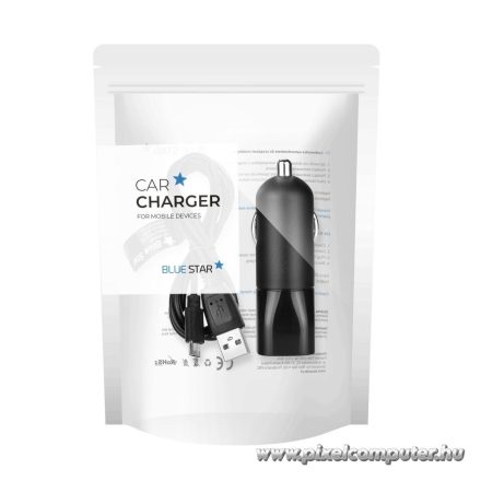 Car charger Blue Star USB A 2A + cable USB A to Micro USB black