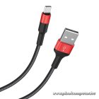 HOCO X26 USB-A – USB-C Kábel 1m 2A – Nylon Fonott, Strapabíró Kivitel (Fekete–Piros)