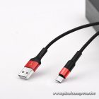 HOCO X26 USB-A – USB-C Kábel 1m 2A – Nylon Fonott, Strapabíró Kivitel (Fekete–Piros)
