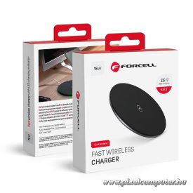  Forcell F-Energy Qi QC 15W vezeték nélküli töltő + USB-C – USB-A kábel – 15W teljesítmény, fekete