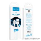 HOCO USB – USB-C kábel 3 m – 2.4A töltés és adatátvitel, alumínium csatlakozóval