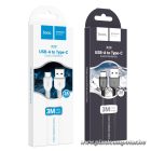 HOCO USB – USB-C kábel 3 m – 2.4A töltés és adatátvitel, alumínium csatlakozóval