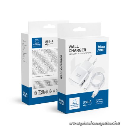 Blue Star TFK-TC-1100B hálózati töltő – 5W teljesítmény, USB – 8-pin kábel
