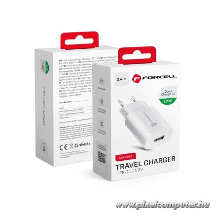 Forcell 2.4A hálózati töltő – Quick Charge 3.0, USB csatlakozóval