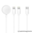 C3168 3-in-1 Apple töltőkábel – Dupla Lightning + iWatch vezeték nélküli töltés, 120 cm
