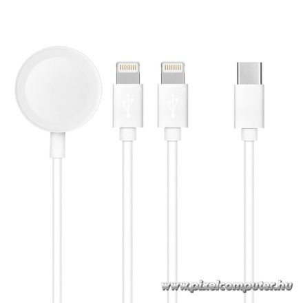 C3168 3-in-1 Apple töltőkábel – Dupla Lightning + iWatch vezeték nélküli töltés, 120 cm