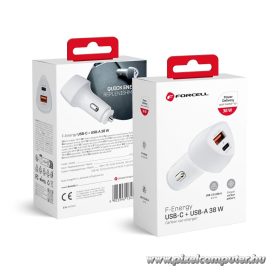   Car charger Forcell F-Energy Carbon USB C + USB A QC3.0 PD 3A 38W CC50-1A1C white