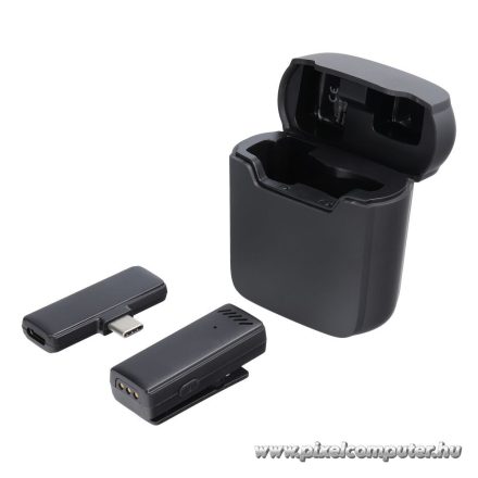 Wireless lavalier microphone Type C with charging case S11 black