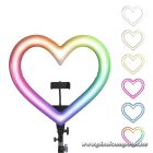 LED Ring Stream RGB lamp 10" with holder for mobile HEART + tripod JM26-10 black