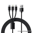 Veger V303 3 az 1-ben USB kábel – USB-C / Lightning / Micro USB, 1,2 m