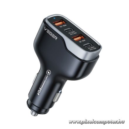 VEGER CC53-2A2C autós töltő – 66W, 2× USB-C + 2× USB-A, PD, QC 3.0