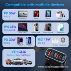 VEGER CC53-2A2C autós töltő – 66W, 2× USB-C + 2× USB-A, PD, QC 3.0