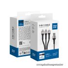 Blue Star 3 az 1-ben USB-A Kábel – USB-C / Micro-USB / Lightning, 3A, 1.2 m, Nylon Fonat