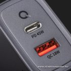 Phone charger Forcell F-Energy GaN USB C + USB A QC4.0 PD 4A 45W VT-39 gray