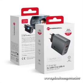   Phone charger Forcell F-Energy GaN 2 x USB C + USB A QC4.0 PD 4A 65W VT-42B gray