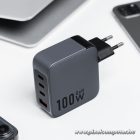 Phone charger Forcell F-Energy GaN 3 x USB C + USB A QC4.0 PD 5A 100W VT-46 gray
