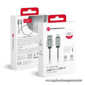   Cable USB A to USB C Forcell F-Energy QC3.0 66W Metal 1 m C234 silver