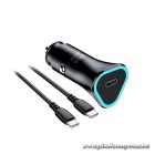 Blue Star autós töltő USB-C porttal, 20 W teljesítménnyel – gyorstöltéssel és USB-C kábellel