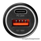 Blue Star autós töltő USB-C (25 W) + USB-A (18 W) – Kétportos gyorstöltés Power Delivery és Quick Charge támogatással