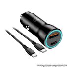 Blue Star autós töltő USB-C (25 W) + USB-A (18 W) kábellel – Kétportos gyorstöltés Power Delivery és Quick Charge támogatással