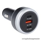 CC69-2C1A 191W Autós Töltő – 2× USB-C PD + USB-A QC3.0, 3A, Fekete