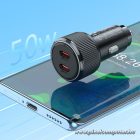 Car charger Hoco 2 x USB C QC PD 50W NZ14B black