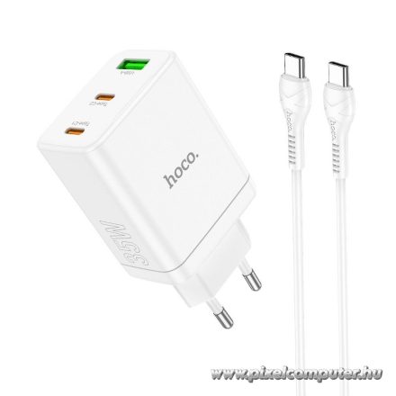 Phone charger Hoco 2 x USB C + USB A QC3.0 PD 3A 35W + cable USB C to USB C N33 white