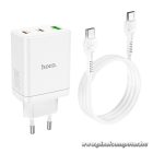 Phone charger Hoco 2 x USB C + USB A QC3.0 PD 3A 35W + cable USB C to USB C N33 white