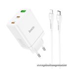 Phone charger Hoco 2 x USB C + USB A QC3.0 PD 3A 35W + cable USB C to Lightning N33 white