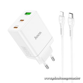   Phone charger Hoco 2 x USB C + USB A QC3.0 PD 3A 35W + cable USB C to Lightning N33 white