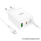 Phone charger Hoco 2 x USB C + USB A QC3.0 PD 3A 35W + cable USB C to Lightning N33 white