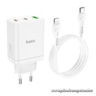 Phone charger Hoco 2 x USB C + USB A QC3.0 PD 3A 35W + cable USB C to Lightning N33 white