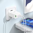 Phone charger Hoco 2 x USB C + USB A QC3.0 PD 3A 35W + cable USB C to Lightning N33 white