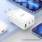 Phone charger Hoco 2 x USB C + USB A QC3.0 PD 3A 35W + cable USB C to Lightning N33 white