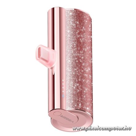 Powerbank Veger PlugOn (W0573) PD QC3.0 2,4A 12W 5000 mAh with a built-in connector USB C pink