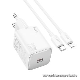   HOCO N40 hálózati töltő – 20W PD, USB-C + Lightning kábel (1 m), EU csatlakozó