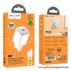 HOCO N40 hálózati töltő – 20W PD, USB-C + Lightning kábel (1 m), EU csatlakozó