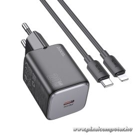   HOCO N40 20W PD Hálózati Töltő + USB-C – Lightning Kábel 1m – Gyors Töltés EU Csatlakozóval