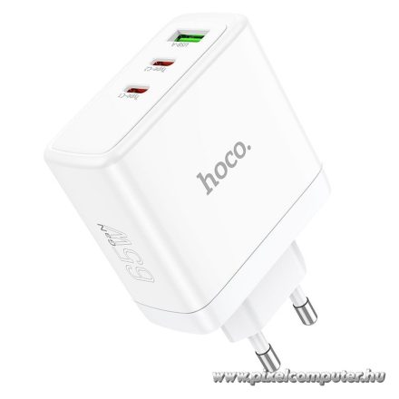 Phone charger Hoco 2 x USB C + USB A GaN QC PD 65W N30 white